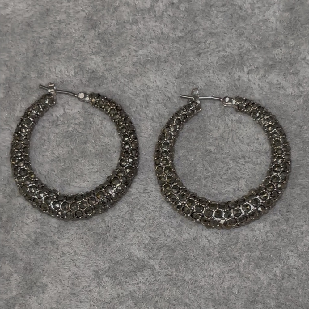 Silver Marcasite Hoop Earrings
